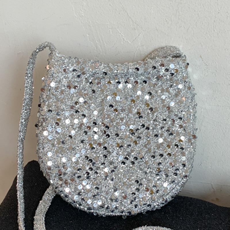 New autumn niche bag women's high-value chain shoulder messenger bag sequined casual bucket bag