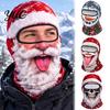 Feiertagskostüm Maske Weihnachten Weihnachtsmann Gesichtsmaske, Lustiger Print Sturmhaube Winddicht Milchseide Kopfbedeckung Faser Nackenwärmer Abdeckung für Außen