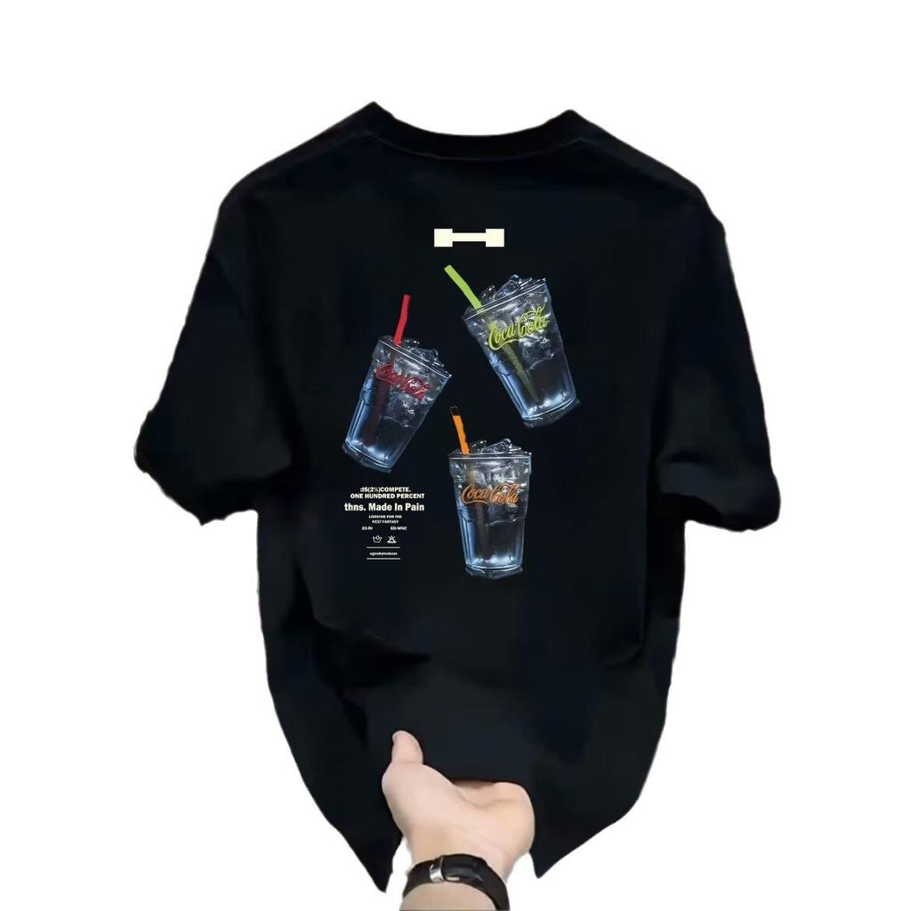 Men'S T-Shirt Trendy Brand Printed Top Light Luxury Fashion Casual Round Neck Short-Sleeved T-Shirt Ruffian Handsome T-Shirt