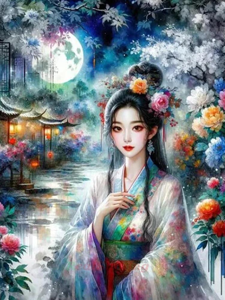 2024 Diamond Painting Set Chinese Ancient Style Beauty Diy Embroidery Mosaic Women's Portrait Cross Embroidery Home Decoration