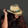 Western Styles Straw Hat Wide Border Hat Sun Protecting Beaded Straw Hat for Men and Women