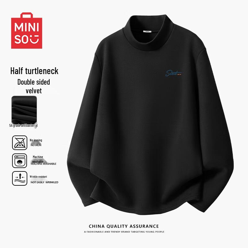 MINISO Men s Thermal Mock Neck Long Sleeve T-Shirt M
