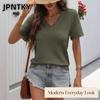 JPNTKY Women's Fashion Casual V-Neck Short Sleeve Blouses & Shirts