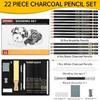 22-Piece Drawing Kit Sketch Pencils Set - Graphite Pencils (6H-10B) Black and White Charcoal Pencil Charcoal Sticks - Drawing Pencil Kit for Artists