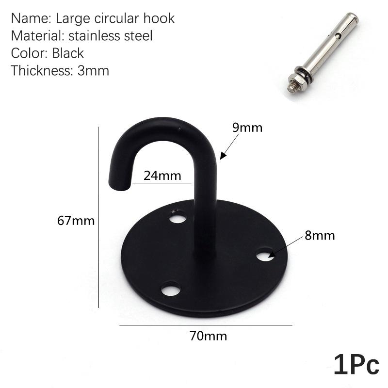 4Pcs Black Stainless Steel Top Hook Wall Bag Ceiling Fan Lamp Roof Fan U-Shaped Hooks