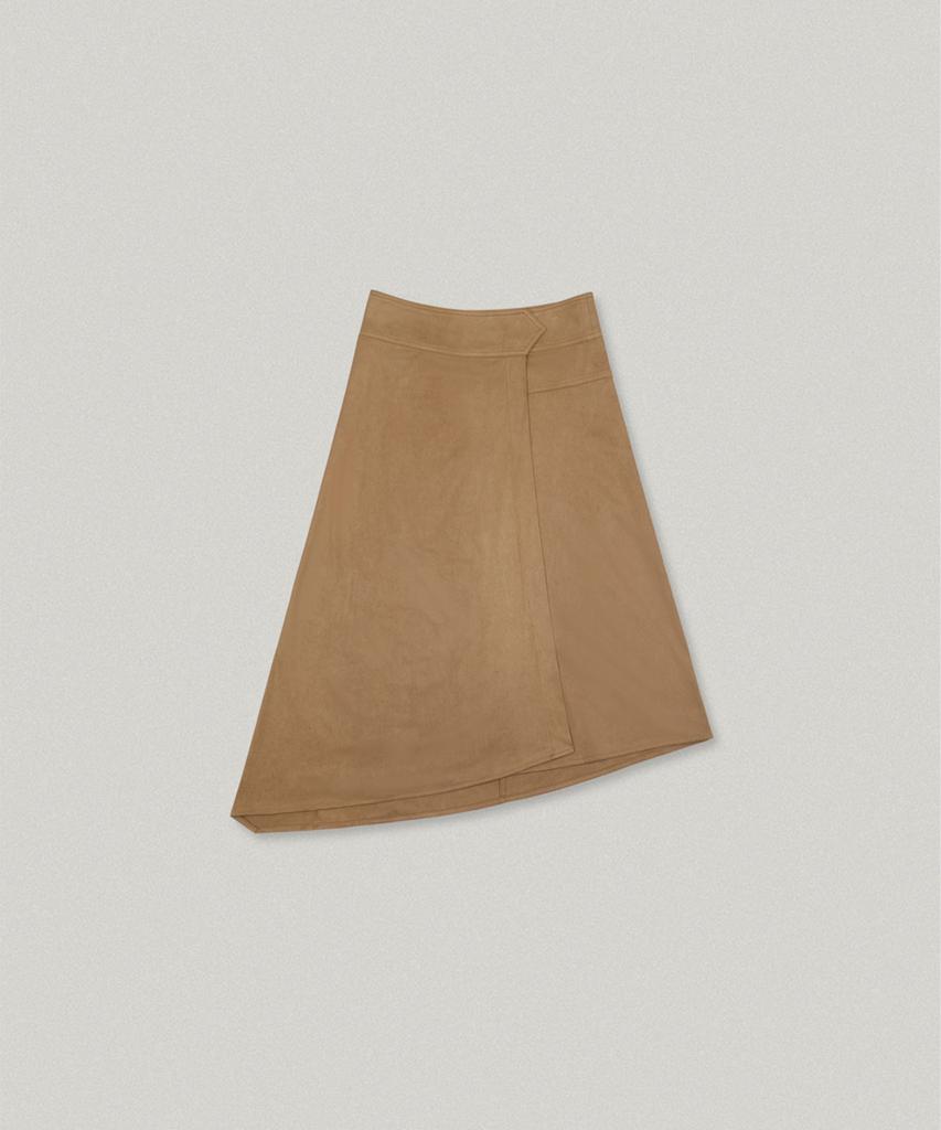Polneua Mute Suede Unbalance Skirt (Camel)