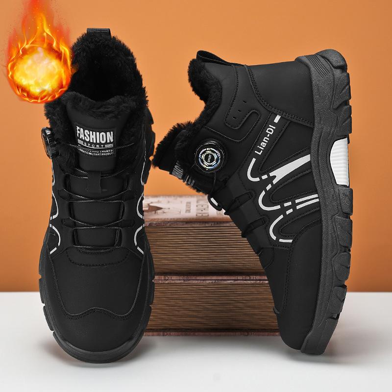 2025 Winter New Velvet Thickened Cotton Shoes Men's Shoes Versatile Warm Boots British Style Fashion Trendy Shoes