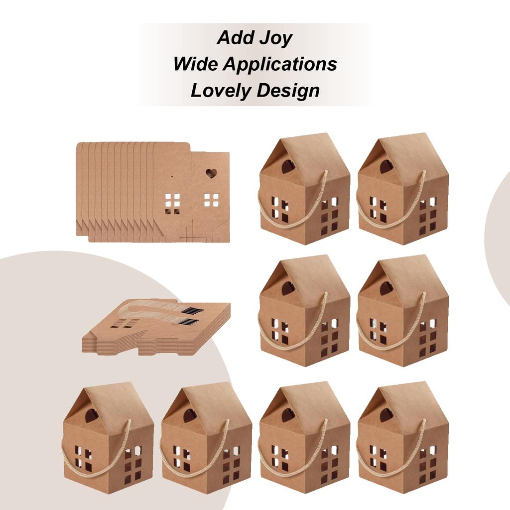 30PCS House Shaped Gift Boxes Kraft Paper Christmas Candy Containers Birthday Party Wedding Holiday Cookie Boxes Decoration