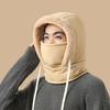 Thickened Snow Hat with Added Fleece Neck and Face Mask Integrated Cold and Windproof Women's Winter Cycling for Warmth