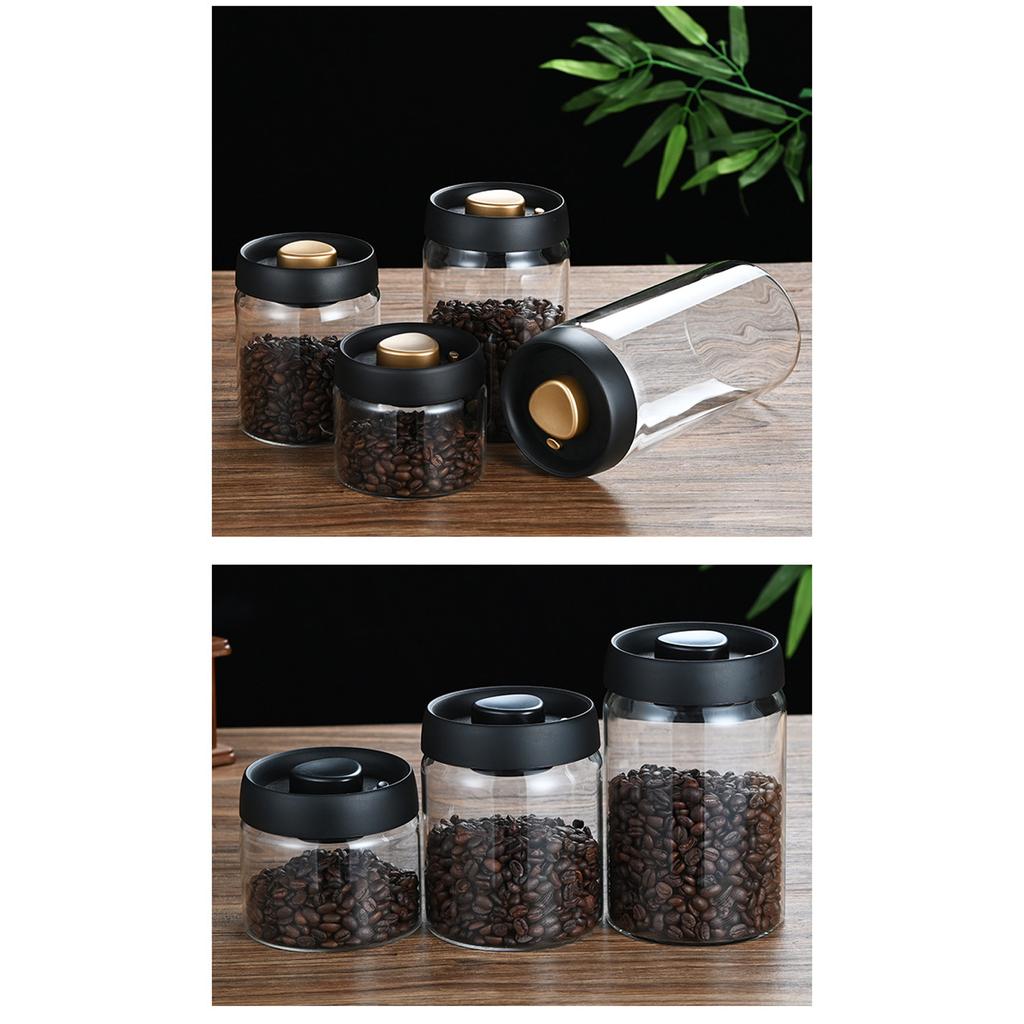 Portable Coffee Bean Container Leakproof Press Vacuum Seal Glass Jar For Travel Kitchen Storage