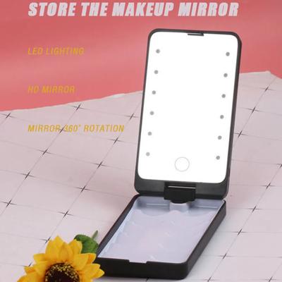 Specchio da Trucco con Luce di Riempimento e Contenitore, Copertura da Viaggio Antipolvere Pieghevole Rotante Ricarica USB Specchio da Toeletta per Dormitorio