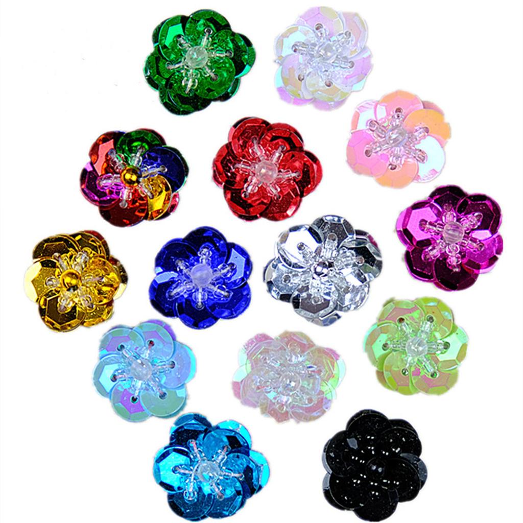 100 יחידות פרחי פאייטים 2 ס"מ תפירה בעבודת יד טלאים גב שטוח עשה זאת בעצמך מלאכות חתונה נעליים תיק