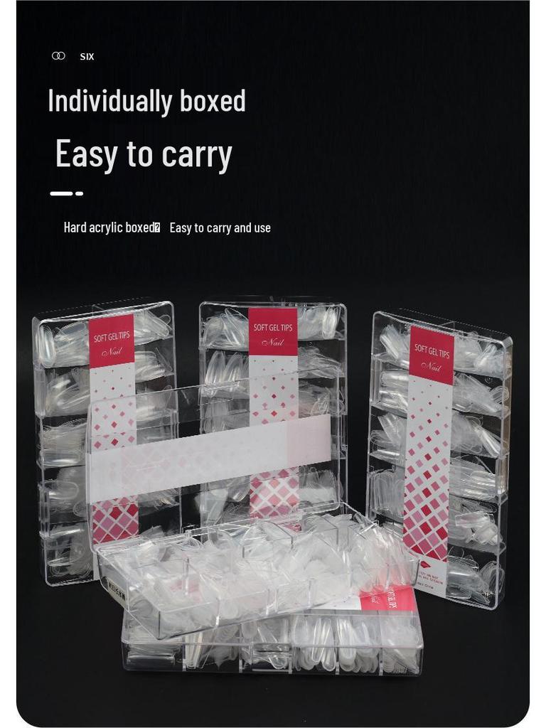 Dwustronne Ultracienkie Bezszwowe Końcówki do Paznokci Przedłużanych - 500 Sztuk, Francuski Ballet Kropelka Wodna Owalny Styl