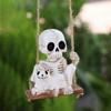 Harz Halloween Ornament Skelett Schaukel Dekoration Halloween Schaukel Skelett Schädel Auto Rückspiegel Ornamente Hängend für Zuhause