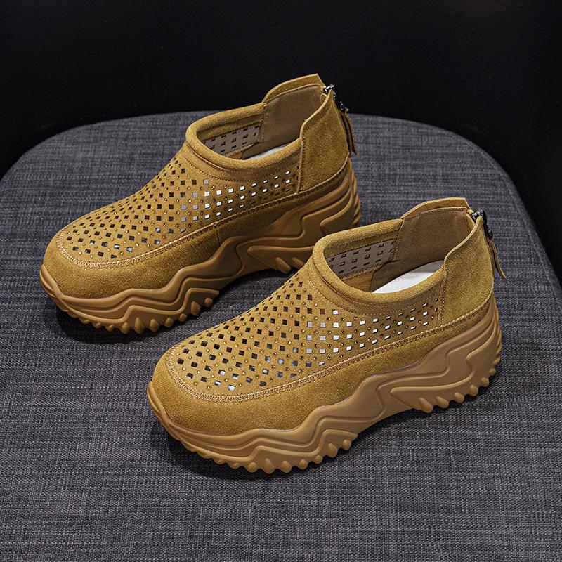 Breathable sandals women's summer 2025 new punching sandals casual fashion versatile inner height increase hollow hole women's shoes