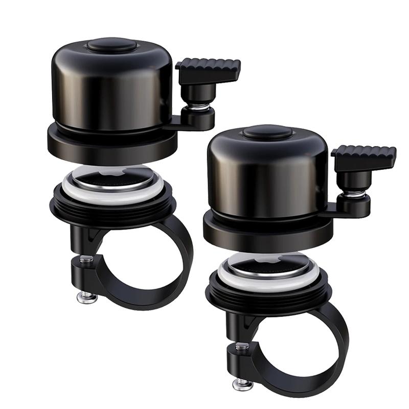 2pcs Metal Bicycle Bell For Airtag Case Aluminum Alloy Waterproof Bike Mount Gps Tracker Anti-lost Holder For Apple Airtag Bike Acces чёрный