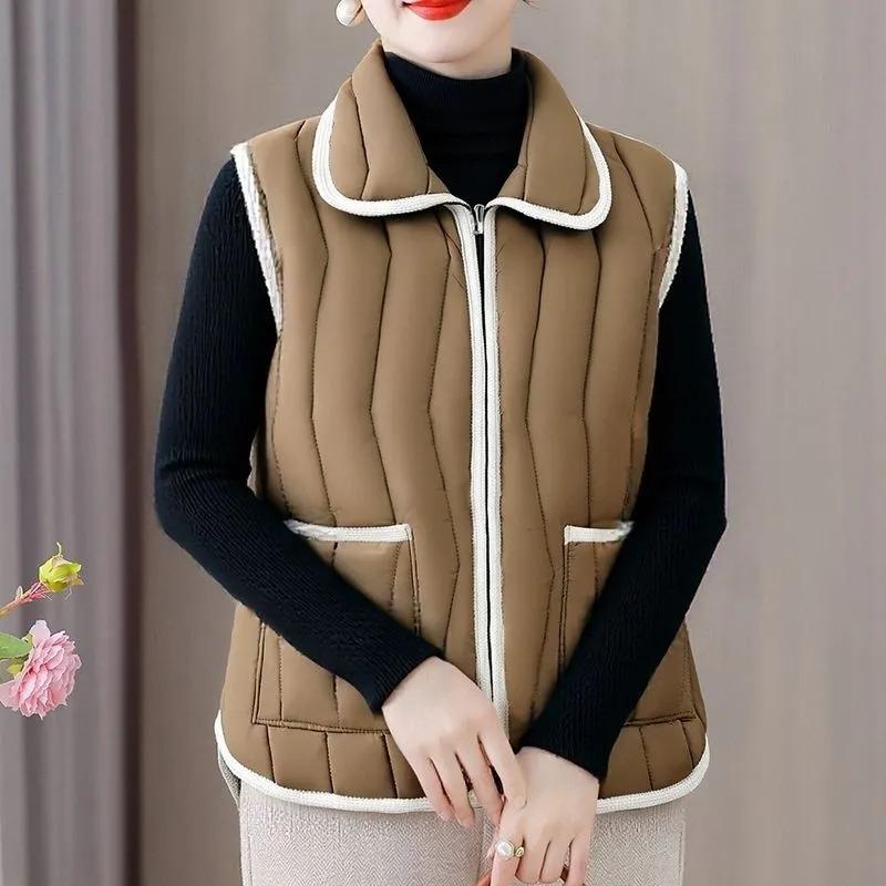 Lapel New Autumn and Winter Loose Thickened Versatile Jacket Vest Mother's Warm Waistcoat Casual Vest