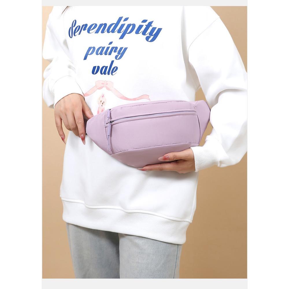 Women's Outdoor Solid Color Lightweight Multi-Pocket Sports Waist Chest Bag