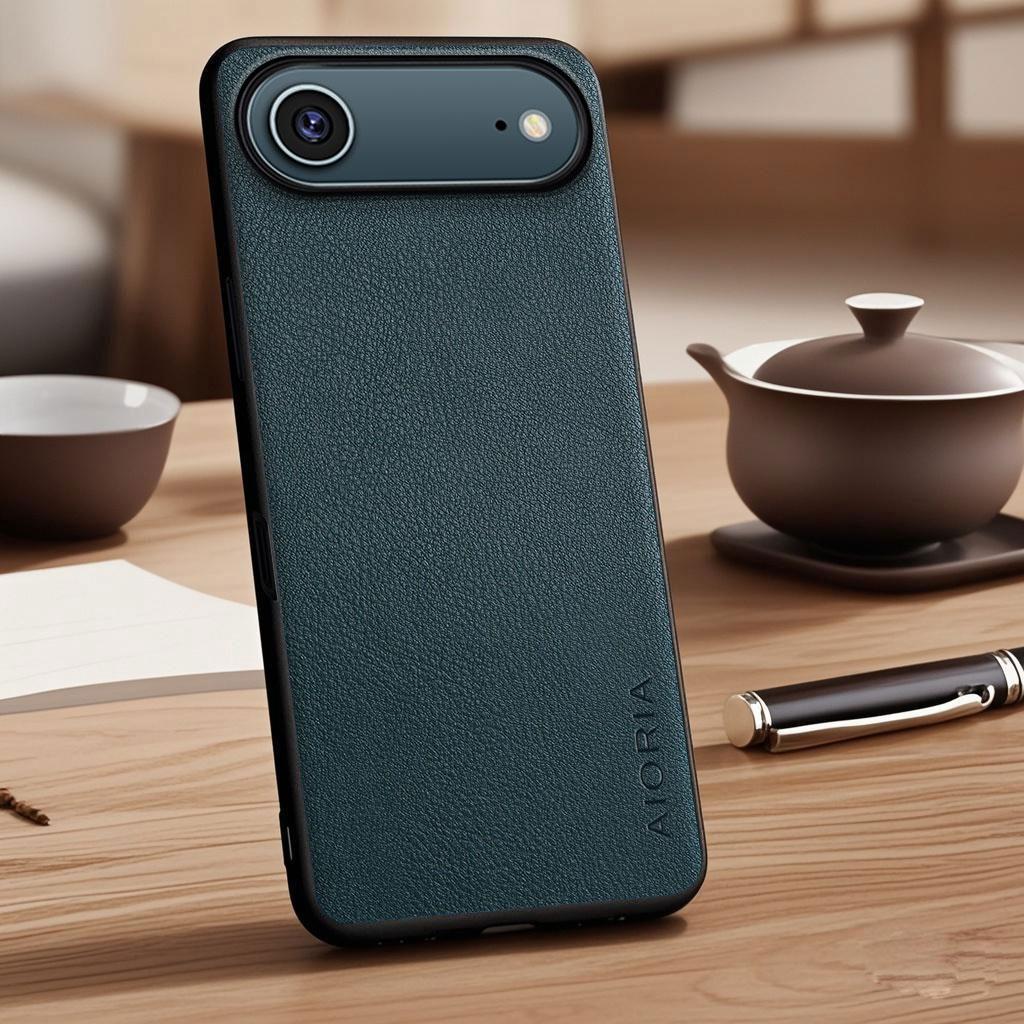 Case for iPhone 17 Air 16 15 14 13 Pro Max Plus Vegan Faux Lychee Pebbled Leather Cover Funda for iPhone 17 Pro Max Case Capa