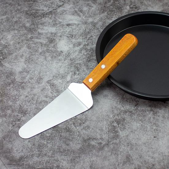 Kuchenspatel, Holzgriff, Edelstahl, Dreiecksspatel, langlebig, bequemer Griff, Käse-Pizza-Schaufel für Zuhause
