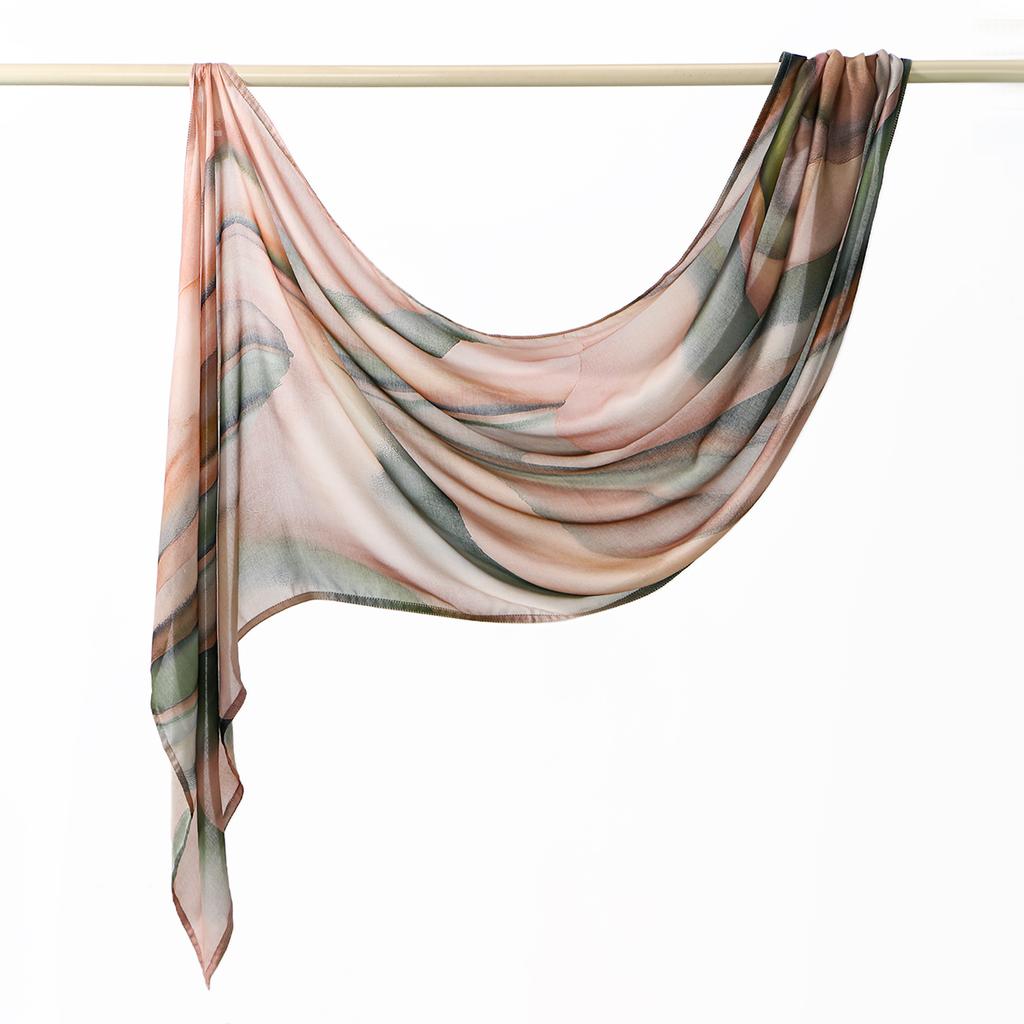 Fashion Printed Watercolor Modal Hijab Scarf For Woman Muslim Digital Printing Shawls Turban Ramadan Headscarf Scarves 170*70Cm