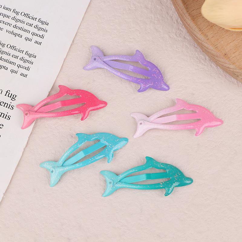 5Pcs Colorful Glitter Dolphin Bb Hair Side Clips Barrettes For Girls Women Child Holiday Party Gift Hair Accessories Headwear