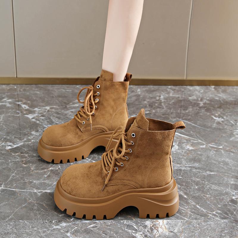 Retro High-heeled Short Boots for Women, 2025 Autumn/winter New Style, Matte Thick-soled Boots with A Large Head Design
