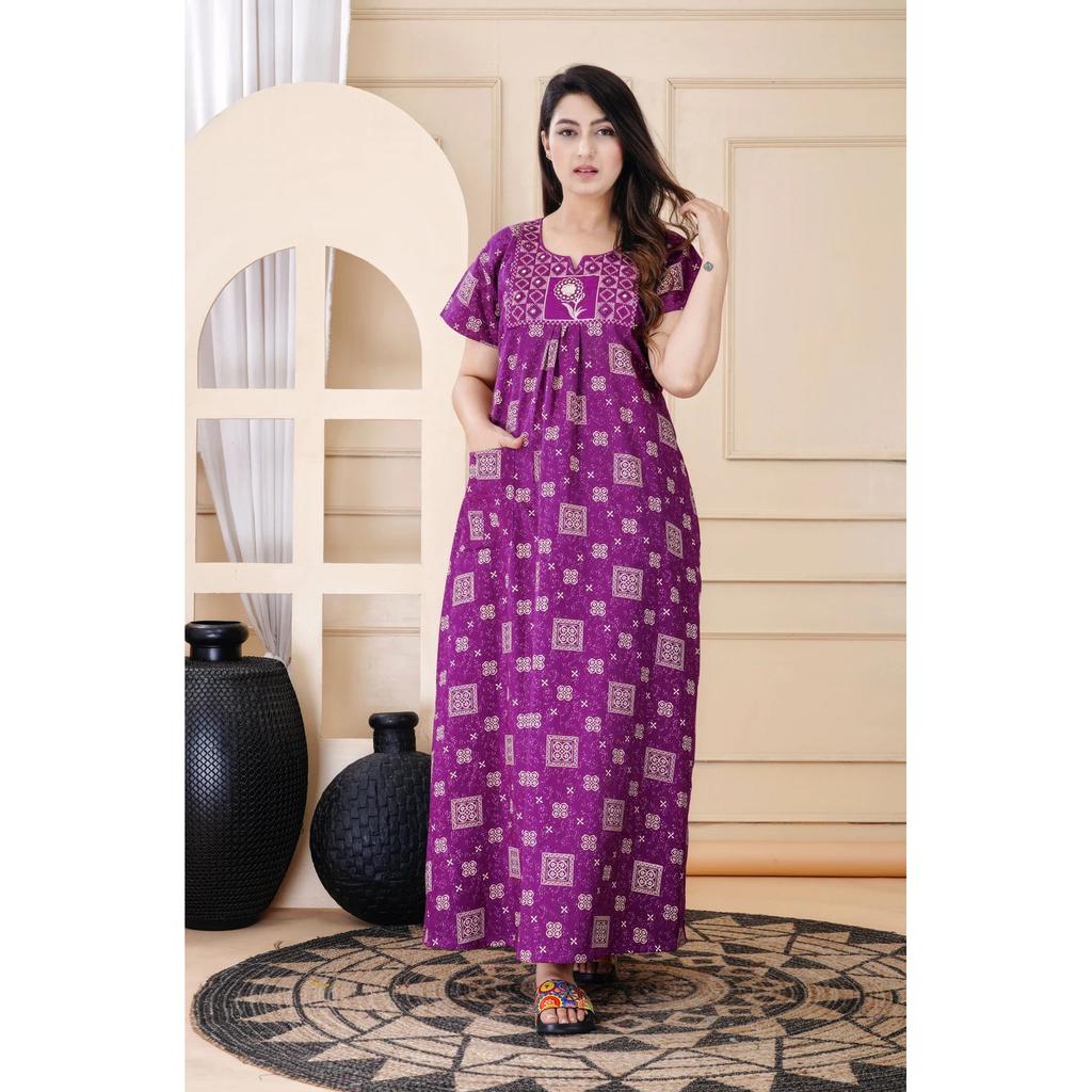 Indian Bollywood Women Cotton Gown Dress Beautiful Sleepwear Nightwear Nighty