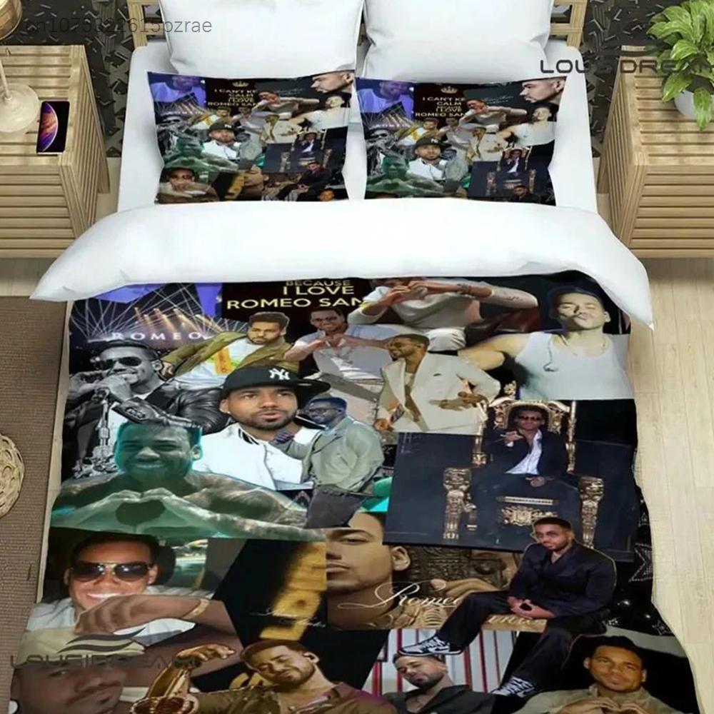 Lateinischer Sänger Romeo Santos Bettwäsche-Set Bedrucktes Bettwäsche-Set Mit Kissenbezug Bettdeckenbezug Weich Queen King Size Bettwäsche Heim-Geschenk