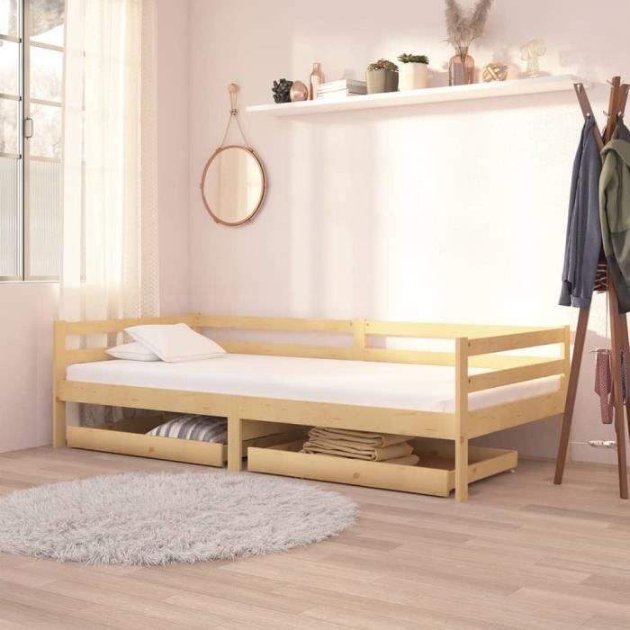 VidaXL Lit de repos avec tiroirs 90x200 cm Bois de pin massif 3083674