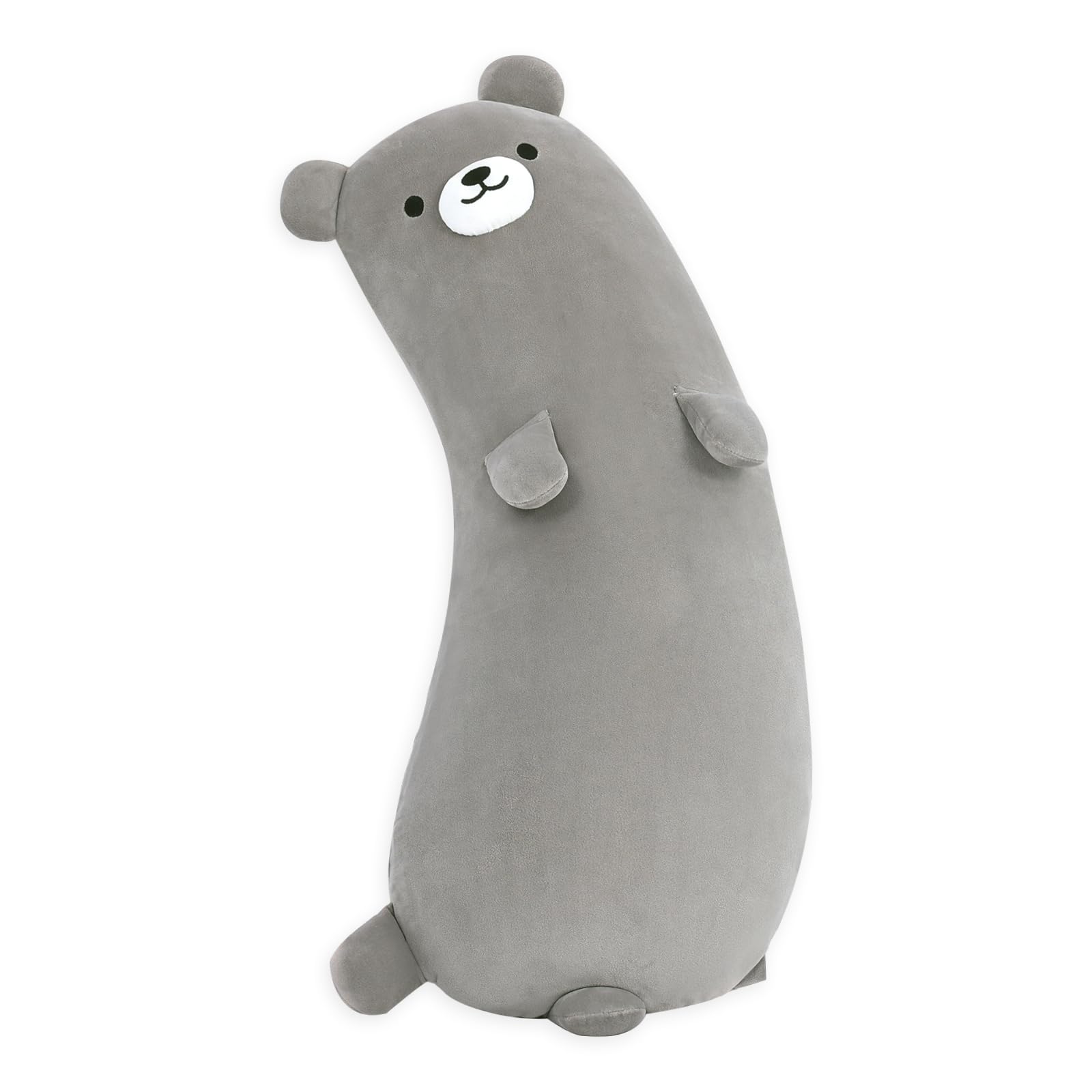 

HAVARGO Подушка для тела, Плюшевая подушка, Милая, Мягкая и пушистая, Идеальна для спящих на боку, Большая, Длиной примерно 80 см, Съемный чехол (Серый)