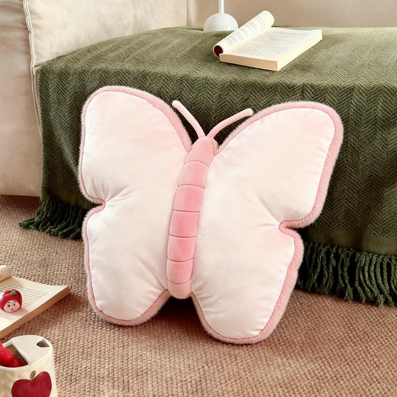Nordique Réaliste Feuille d'Érable Verte Oreiller Velours Peluche Feuilles d'Érable d'Automne Pomme Neige Papillon Coussin de Sieste Décoration de Canapé Cadeau about 40-42cm