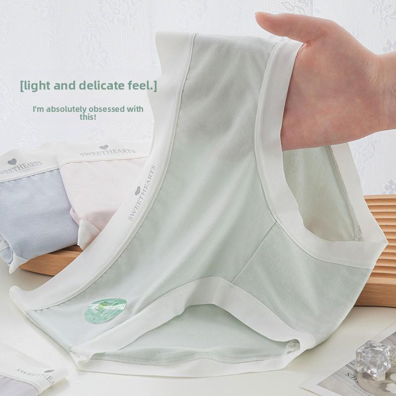 Women's Summer 7A Antibacterial Mint Cool Skin Friendly Mid Waist Cotton Briefs