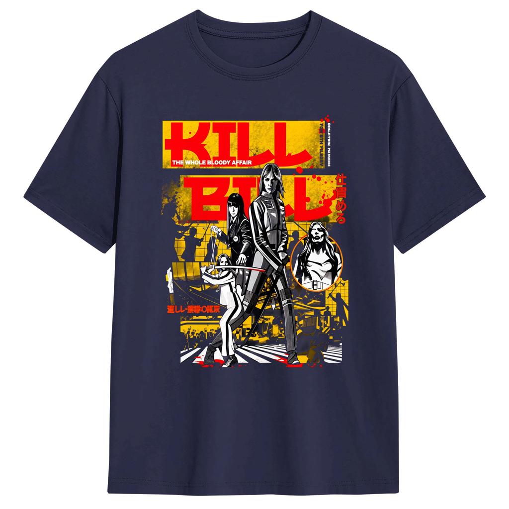KILL BILL THE WHOLE BLOODY DROP Pure Cotton TShirts Trendy Cool Tee Shirt for Unisexs Summer Y2K Basic Print Short Sleeve Tees