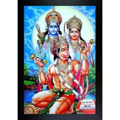 Signore Hanuman Ji, ram. Seeta Foto Quadro Religioso per Parete Poster per Pooja - Cornice Bajrangbali - 8x10 pollici