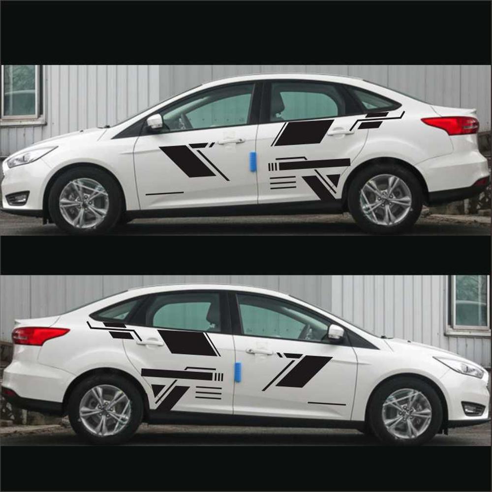 Black Car Side Door Stickers Accessories Vinyl  DIY Decals Sport Style Stripes