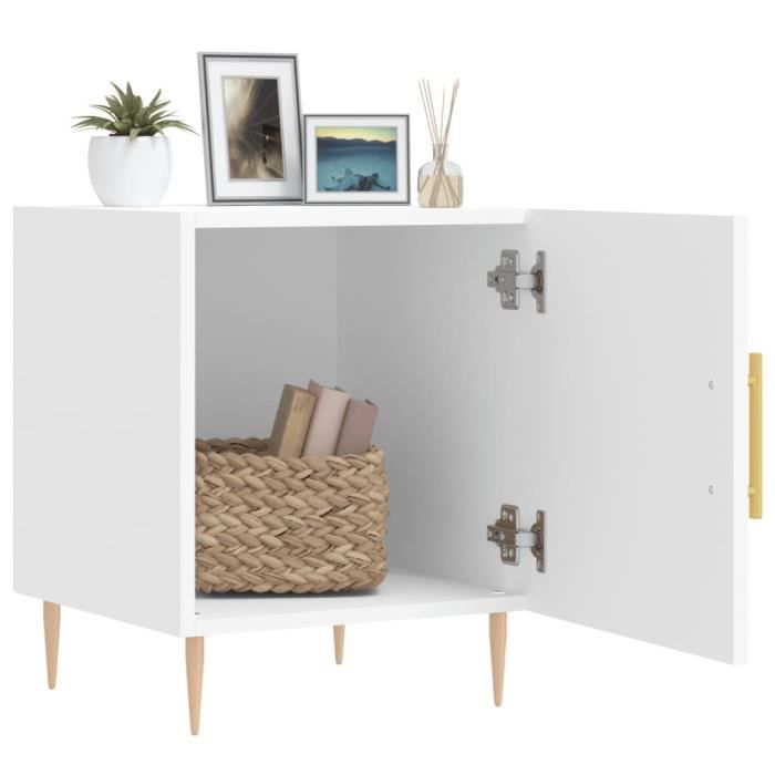 VidaXL Table de chevet blanc 40x40x50 cm bois d’ingénierie 827532