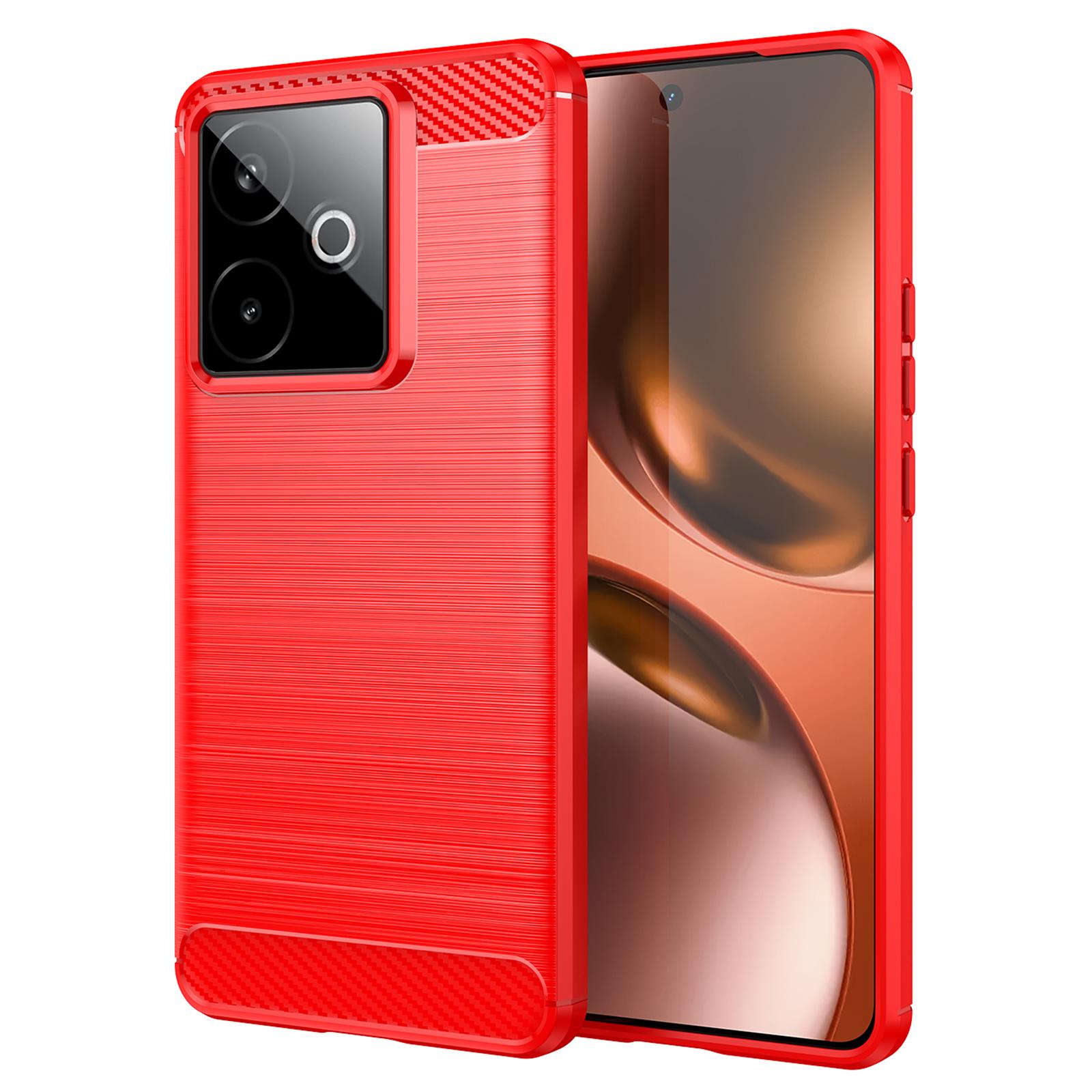 

For Realme GT 7 5G/7T 5G Case Protective Phone Cover Carbon Fiber Texture Brushed Red