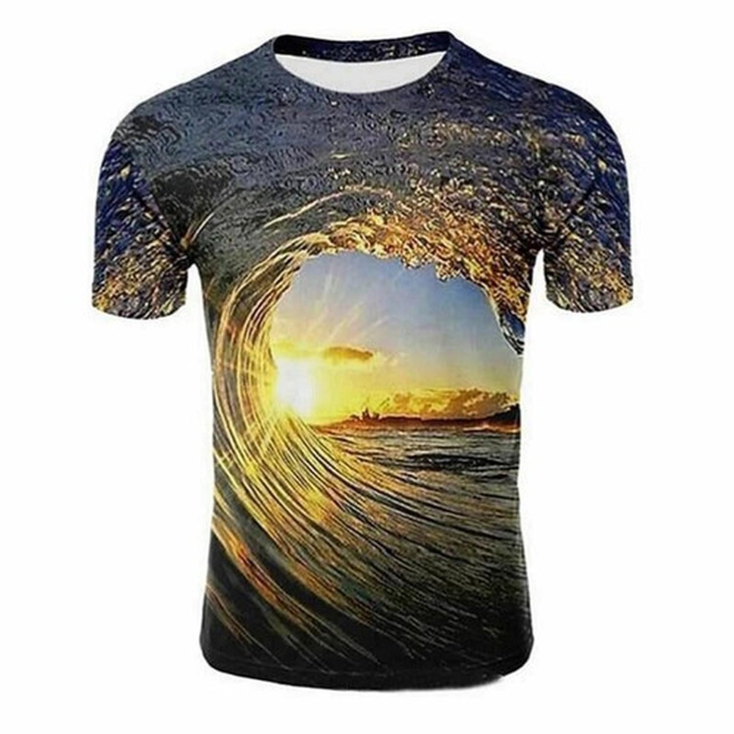 3D Printed Mens Casual T-Shirt Short Sleeve Graphic Tee Funny Summer Casual Tops M