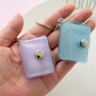 16 Pockets Photo Album for Mini Photo Sticker Jelly Color Card Holder 2 Inch Photos Holder Portable Key Chain