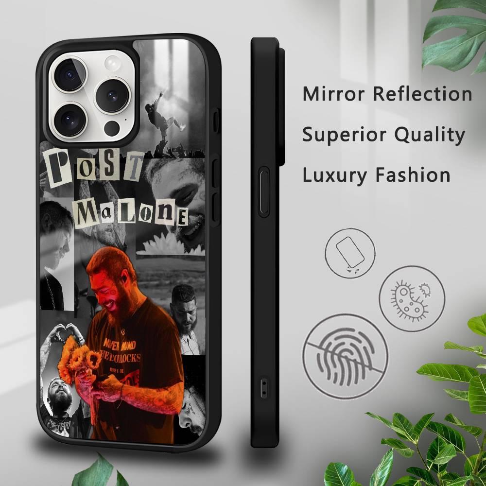 P-Post M-Malone Singer Phone Case For IPhone 17 16 15 14 13 12 11 Pro Max Plus Mini Plus Hard Mirror Surface Protect Funda