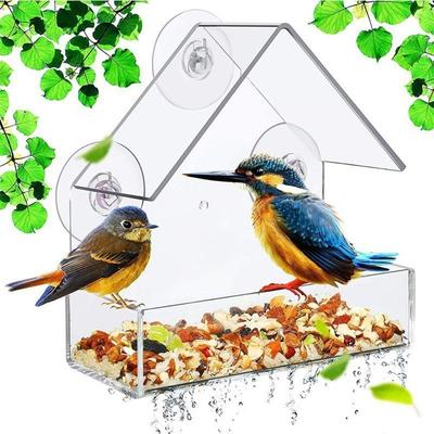 Suction Cups Window Bird Feeder Dual Seed Tray Wild Birdfeeder New Clear Bird Feeder Home Use