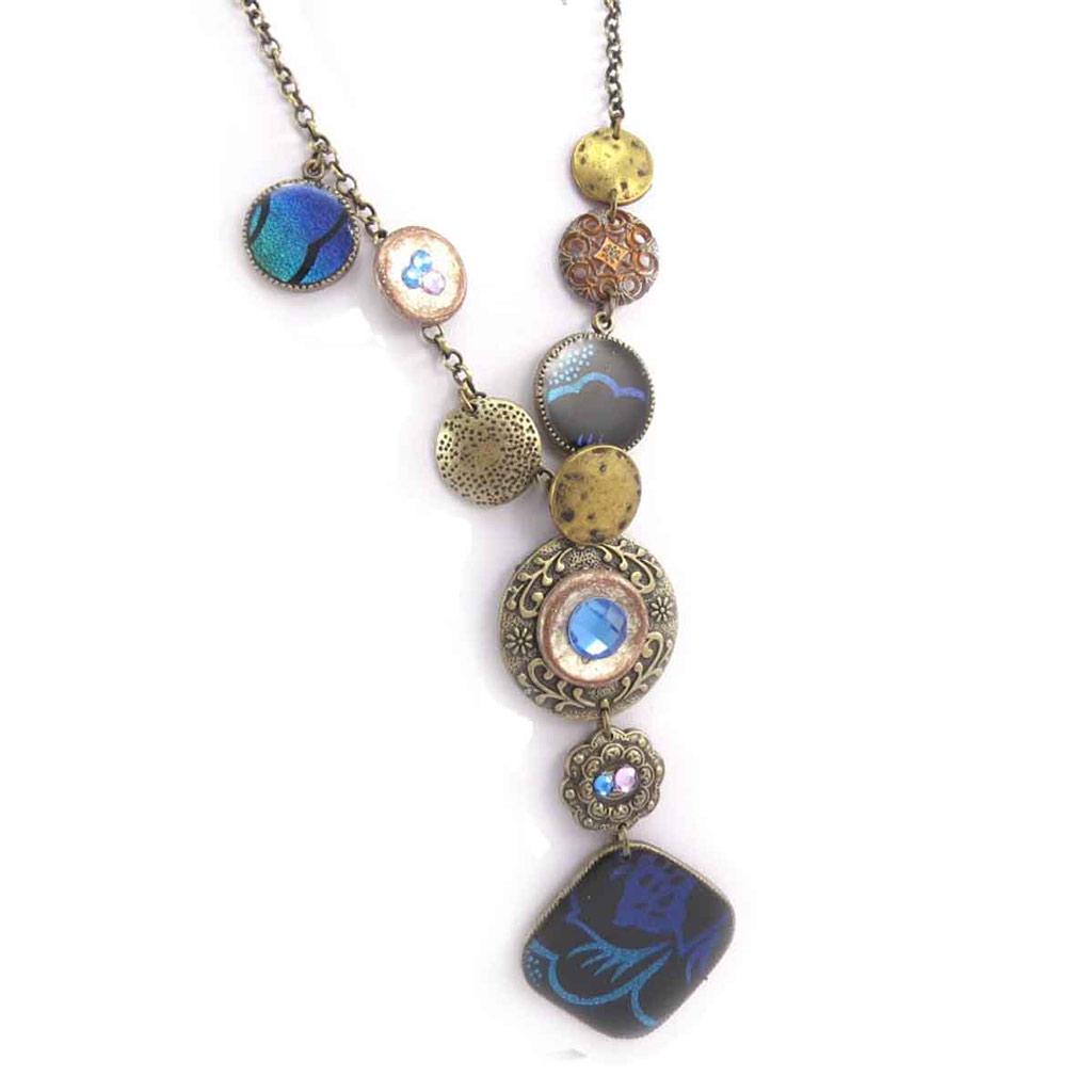 

Les Trésors De Lily [J6099] - Дизайнерское колье Altai синее золото.