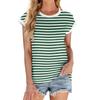 Women's Fashion Casual Basic Striped Textured Round Neck T-shirt Vest Top
