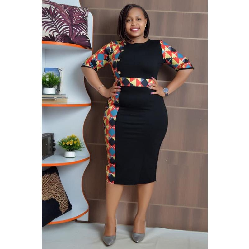 

Модна африканська елегантна жіноча сукня з принтом і рукавом сім чвертей. XXXL-44