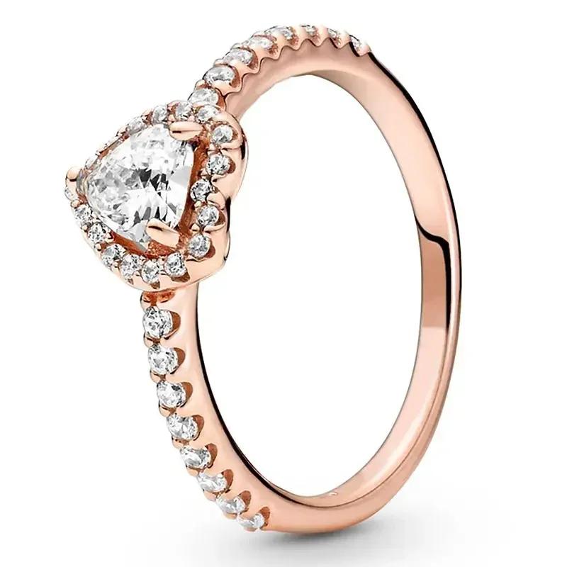 Anello in Argento 925 Cuore Colorato Zircone Taglia 6 7 8 9 Per Donna Regalo di San Valentino Compleanno Gioielli Fai da Te