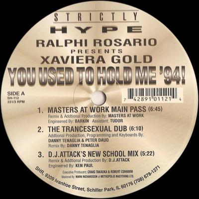 12inch Record RALPHI ROSARIO PRESENTS XAVIERA GOL  You Used To Hold Me 94 SH112 Strictly Hype R 1994 US Dance  Electronica Used