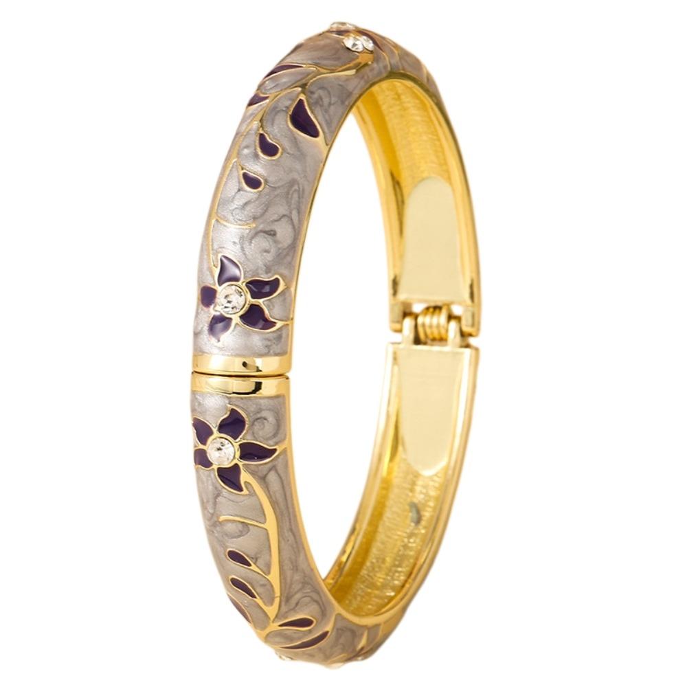 

Enamel Floral Vintage Cloisonne Bangle Colorful Women s Hand Bracelet Flower Crystal Bangle Girls