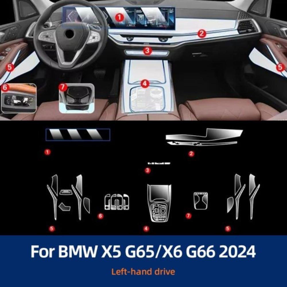 Car Interior TPU Protector Anti-scratch Film For BMW X5 X6 2024-2025 Auto Protective Transparent Anti-tear Stickers Accessories