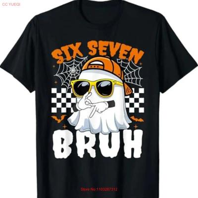 Bruh 67 Halloween Funny Six Seven Meme Brainrot Ghost T Shirt Vintage Casual Designer Clothes Soft Breathable Unisex
